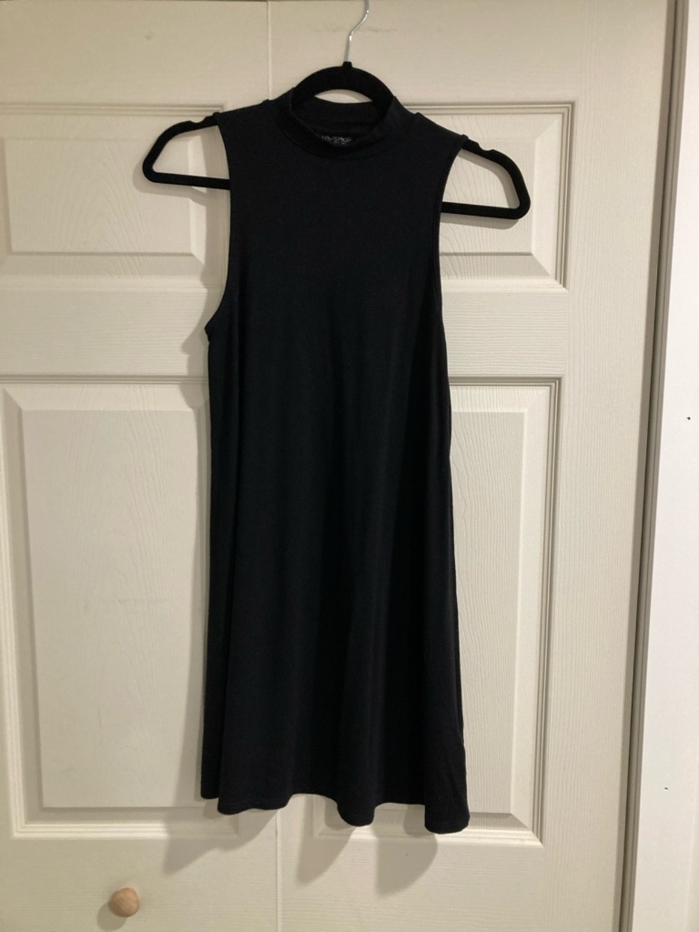Topshop Black Sleeveless Mock Neck Tunic Top